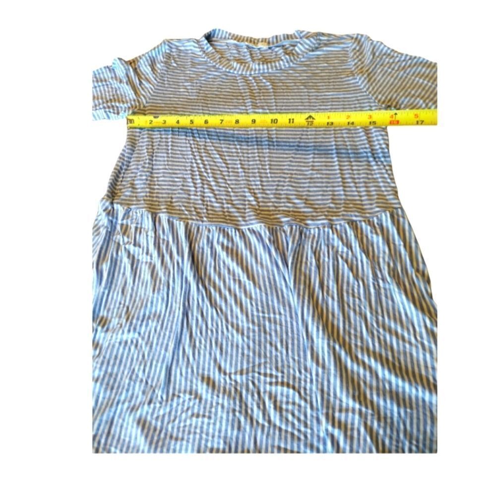 E Luna Blouse Blue And White Striped Womens Size Medium - Picture 6 of 8